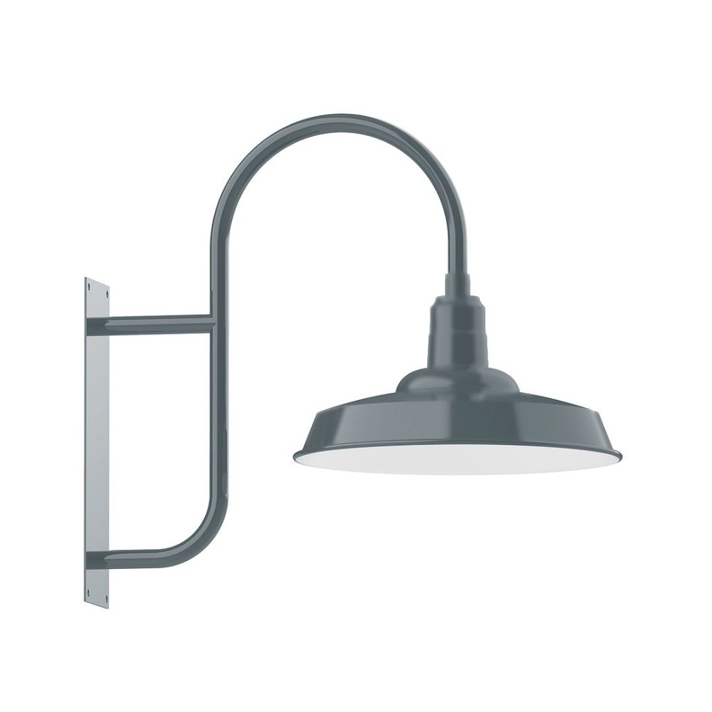 Montclair Lightworks WMF185-40-G05 18" Warehouse shade, wall mount light with clear glass and cast guard, Slate Gray